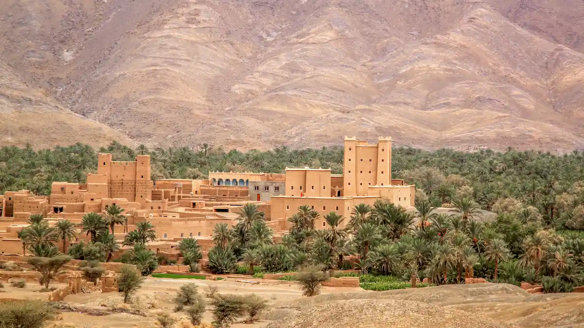 kasbah and oasis near merzouga