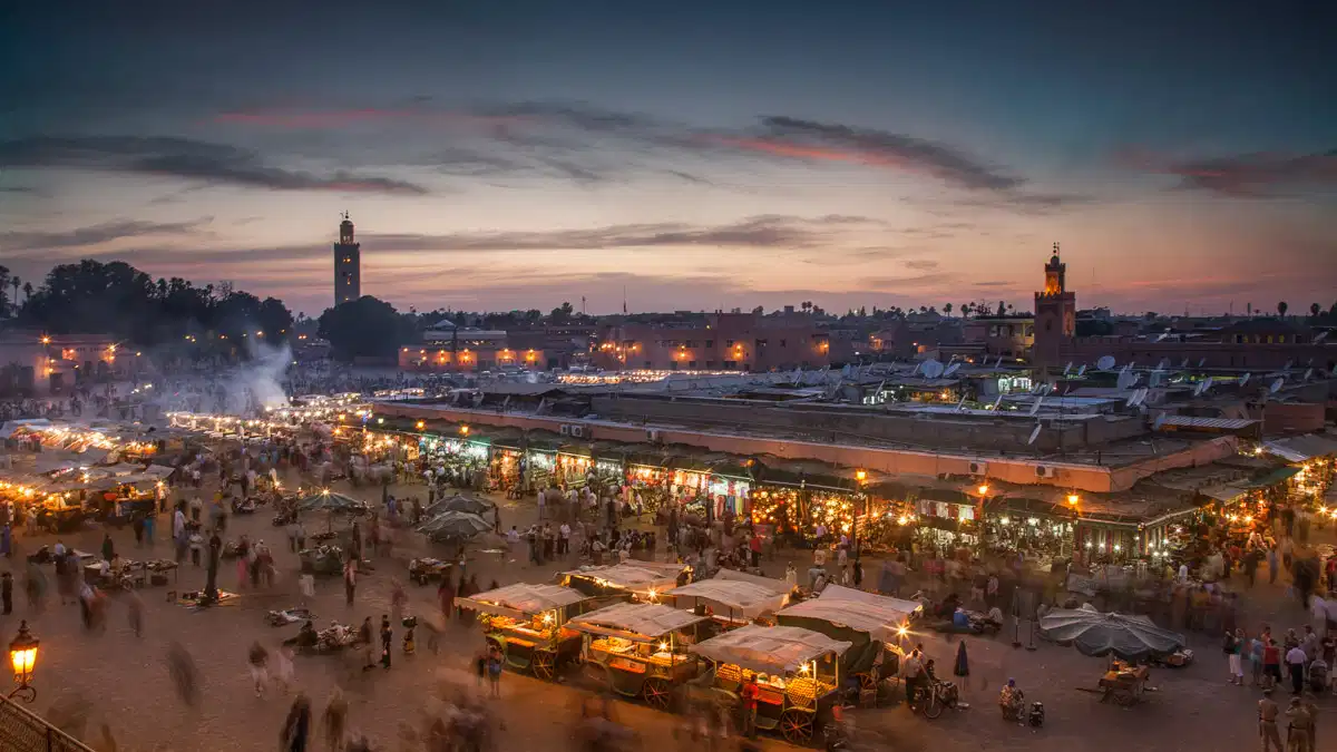 jamaa el fena by night in old medina marrakech morocco