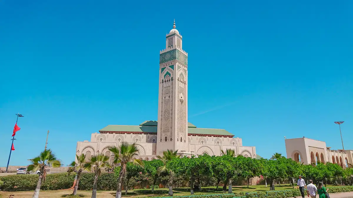 mosque hassan 2 with the green garden in casablanca morocco