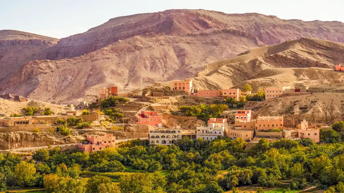 villlage on the mountain in the atlas mountains in morocco