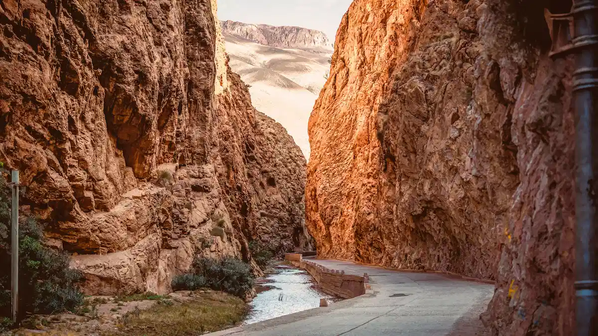 river and mountain view of todra gorge in morocco