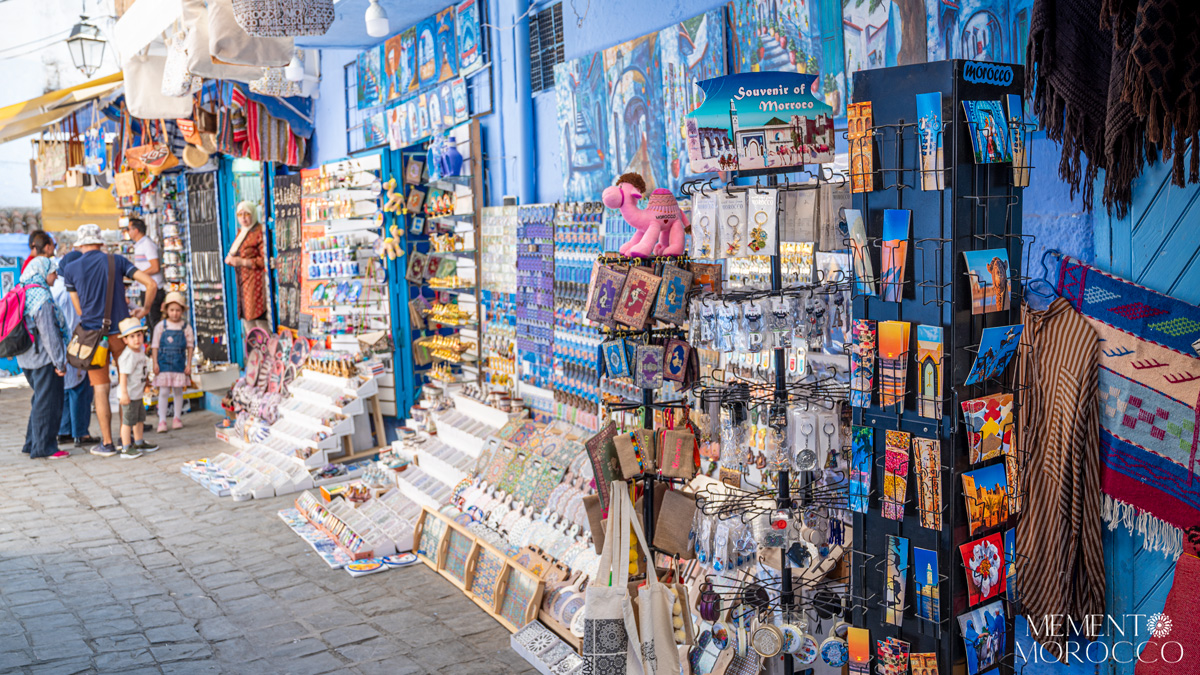 souvenirs shop selling post cards in chefchaouen city