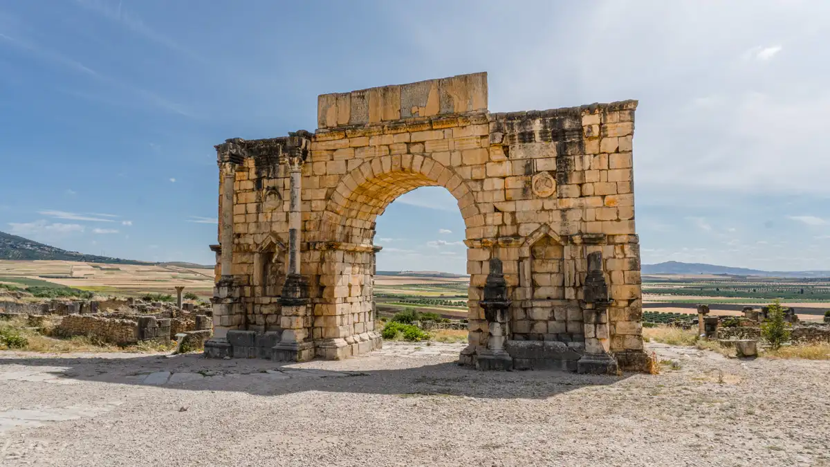 volunbilis roman ruins big gate near meknes