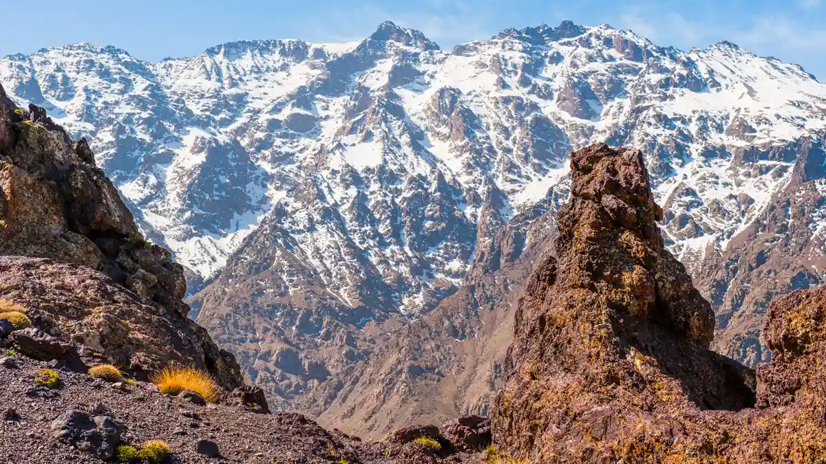 high atlas mountains with snow on their peaks: best month to visit morocco winter