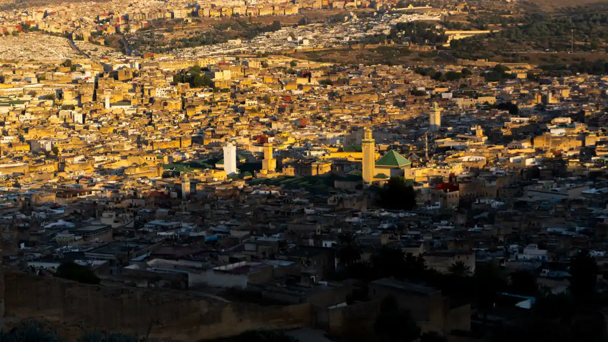 paniramic view of fez old medina during sunset