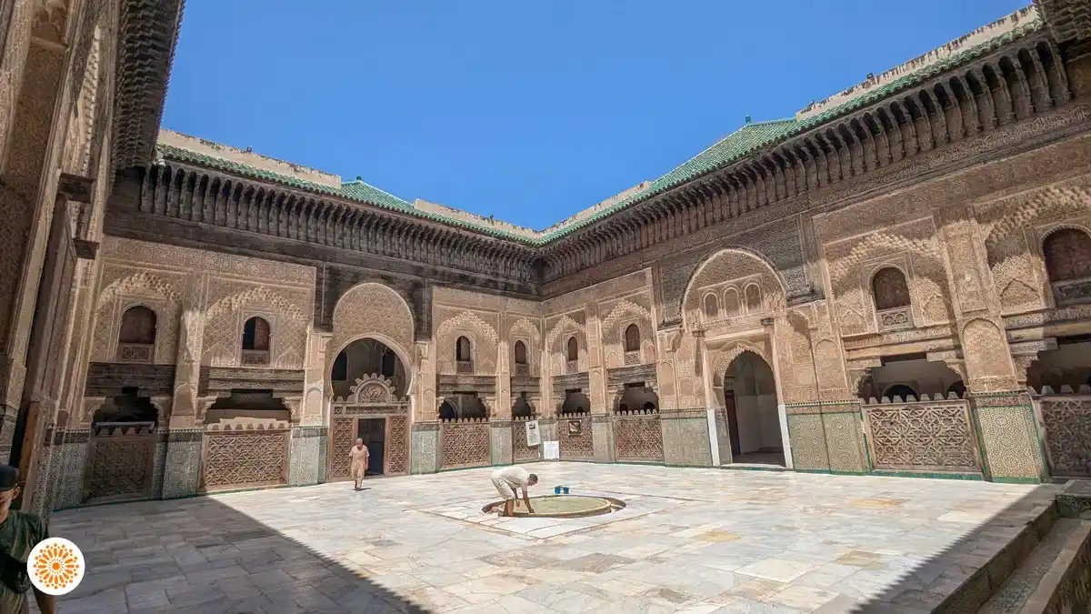 courtyard of the bouninania madrassa in fez morocco