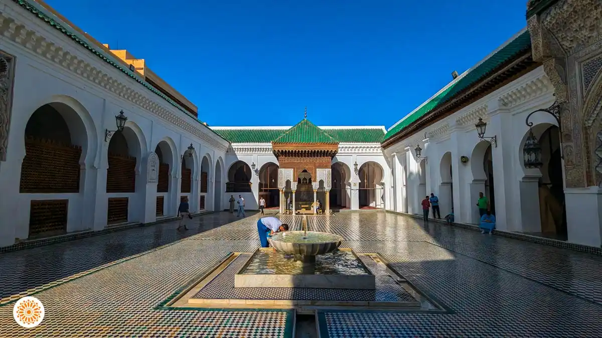 al qarawiyyine mosque fountain from inside 