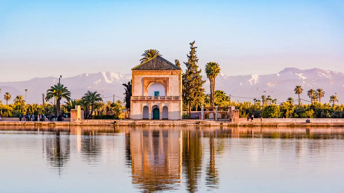 el menara and atlas mountain in marrakech