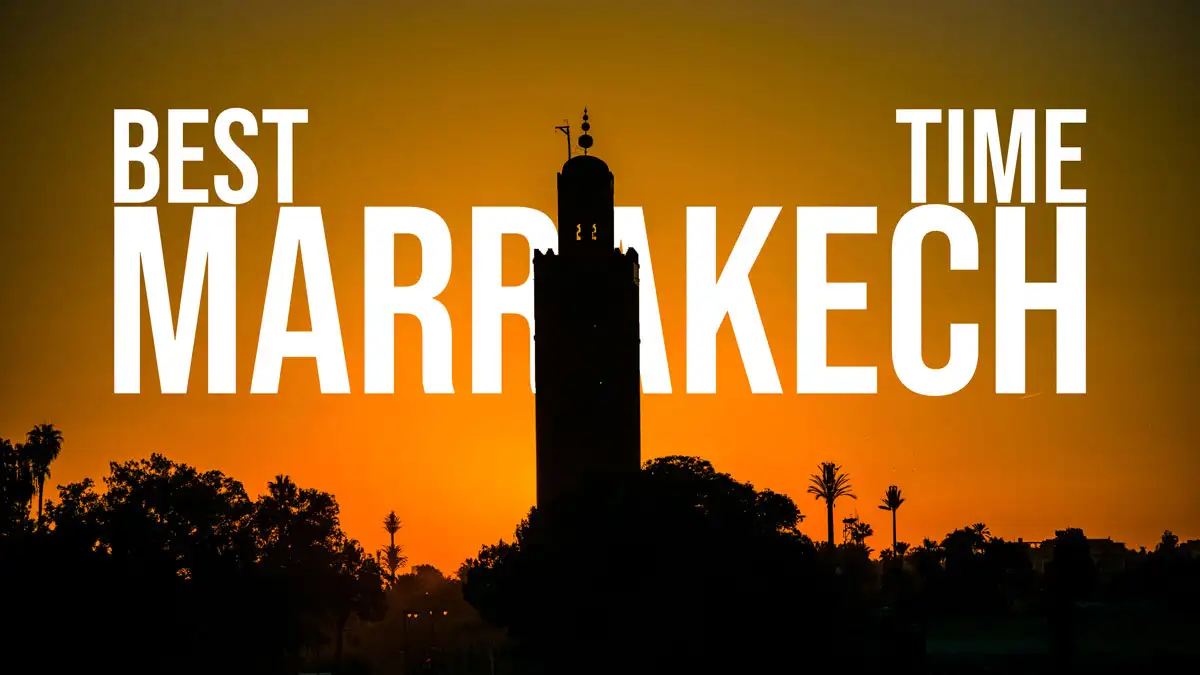 marrakech minaret during sunset in marrakech - best time to visit marrakech